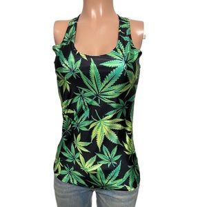 Shiny Green leaf tank top new o/s fits most new